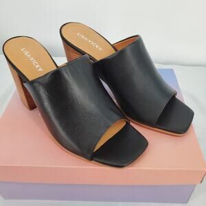 Lisa Vicky‎ Virtue V Sandal 3 1/2in Heel Black Sheep Nappa Womens Size 8M New